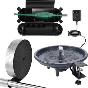 3 Pack Summer Bird Bath Fountain Kit 12 Inch Decorative Birdbath with Electric Water Pump, Deck Clamp & Wall Mount Includes Outdoor Cord Protector Tape for Garden, Patio, Backyard