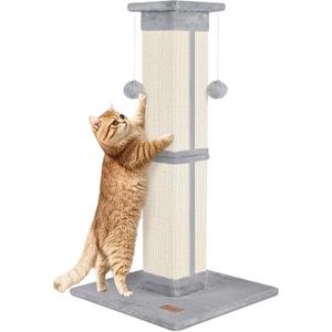 Cat Scratching Post 33 inch for Indoor Cats, High Cat Scratch Post Grey, Cat Tree for Full-Body Stretching, Protect Your Furniture