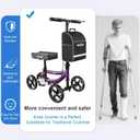 Aojin Knee Scooter for Adults for FootInjuries, 300lbs Capacity, All Terrain Foldable Knee Scooter Walker with Bag, 13" Wide Pu Seat, Compact Crutches Alternative (Purple)