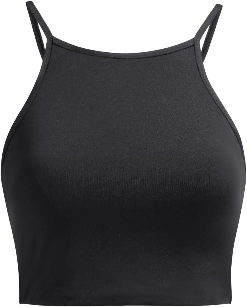 Aqua Eve Women's Sport Bra Bikini Tops Racerback Swimsuit High Neck Bathing Suit Crop Swim Tops Only No Bottom (Black) Aqua Eve Women's Sport Bra Bikini Tops Racerback Swimsuit High Neck Bathing Suit Crop Swim Tops Only No Bottom (Black)