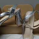 rsxses Platform Chunky Heels for Women Ankle Strap Heels Strappy Sandals with Open Toe Wedding Prom Bridal Women Dress Shoes (Silver, S) Size 11
