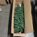 GOFLAME 7FT Pre-Lit Pencil Christmas Tree, Slim Artificial Xmas Tree with Folding Metal Stand, 499 Branch Tips, 200 Warm LED Lights, Space-Saving Holiday Decoration Xmas Tree for Home, Office, School