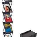 brochure display stand&Foldable Magazine Rack with 5 Pockets for Exhibition and Trade Show (67'X9.5'X14.5')