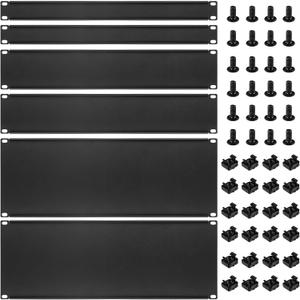 6 Pcs 1U,2U,4U Blank Panel Metal Rack Mount, 19 Inches, Filler Panel Mount Spacer Rack Blanking Panel Kit for Enclosure Server Rack Cabinet Black, 19 inch x 1.75 inch x 3.5 inch or 7 inch