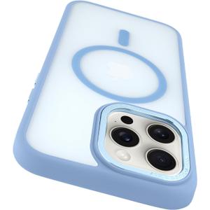 Magnetic for iPhone 15 Pro Max Case, Compatible with Magsafe Translucent Matte Sim Hard PC and Soft TPU Protective Shockproof Phone Case Cover, Blue