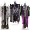 3PCS Hanging Halloween Skeleton Ghosts Decorations for Outdoor Indoor