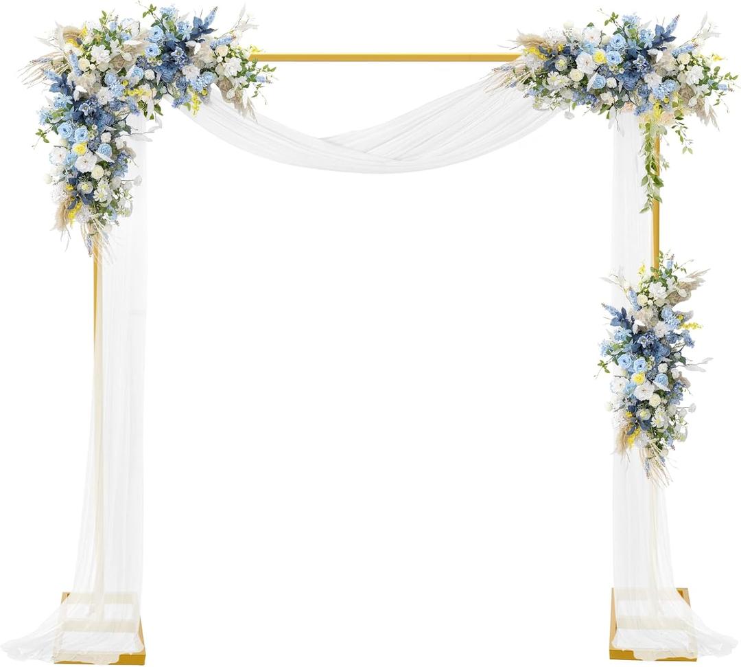 Square Balloon Arch Stand, 8.2x8.2FT Gold Wedding Arch Garden Arbor Garden Arches Metal Arch Backdrop Stand for Ceremony Party Birthday Bridal Baby Shower Anniversary Decoration Wedding Decor