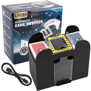 Lineba Automatic Card Shuffler 6 Deck Heavy Duty Electric Card Shuffler, USB/Battery-Operated Casino Playing Card Shuffler for Card Games