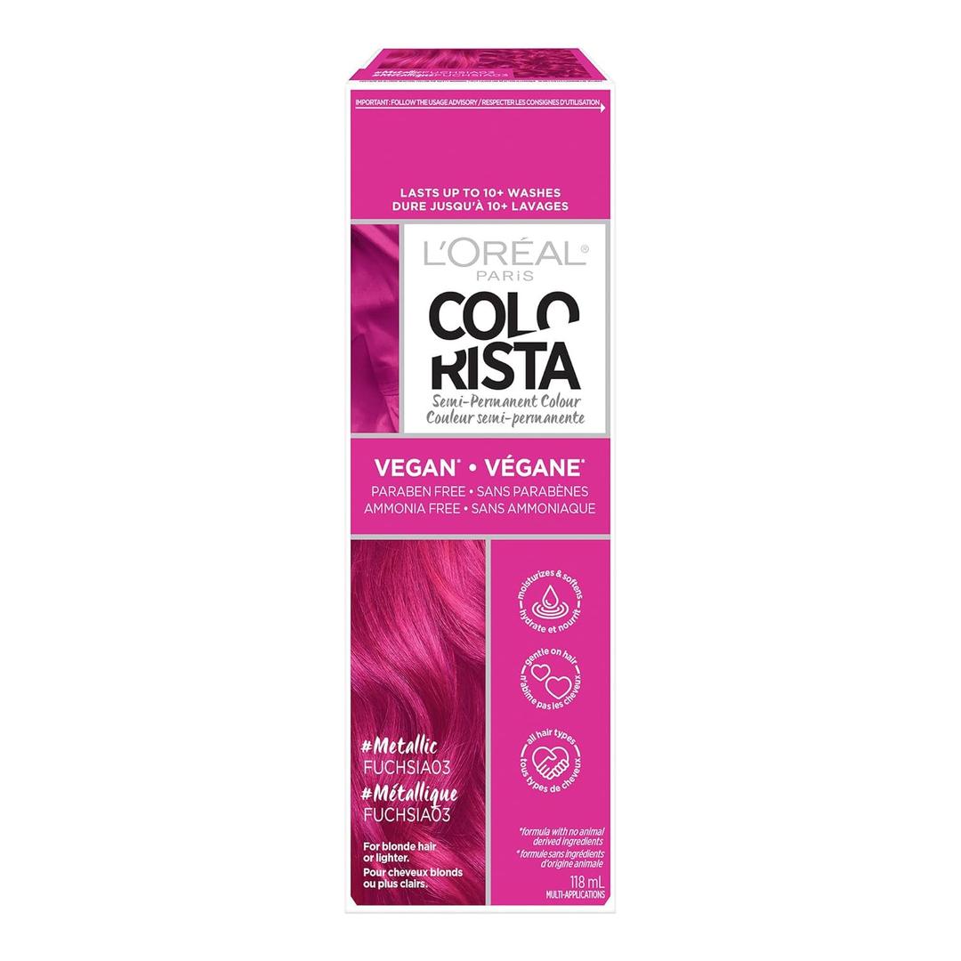 L'Oreal Paris Colorista Metallic Semi Permanent Hair Color for Bleached or Blonde Hair, Color Depositing Hair Mask Formula, Metallic Pink 