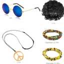 Mainfini Men's Hippie Costume 60s 70s T-Shirt Afro Outfits Accessories Set Peace Sign Necklace (Large)