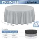 Fani 10 Pack 120 Inch Round Light Grey Polyester Tablecloth, Stain & Wrinkle Resistant, Perfect for 8ft Round Table, Wedding Party & Banquet