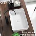 20 Inch Rectangular Bathroom Sink Above Counter, QISHKA White Ceramic Vanity Vessel Sink - 20" x 13.5" Countertop Rectangle Hand Wash Sink Porcelain Art Basin