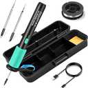 Cordless Soldering Iron, USB Portable Wireless Electric Soldering, 1100mAh Rechargeable Battery, 3 Temperature Adjustment for Home Appliance Repair, DIY
