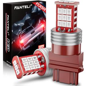 3157 LED Bulb Flashing Brake Lights, 300% Brighter 3156 3047 3057 3457 4157 4057 Plug and Play Strobe Blinking LED Stop Tail Lights, Brilliant Red