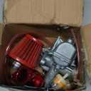 26mm VM22 Carburetor for Predator 212cc Honda GX160 GX200 196cc CT200U KT196 Moto Mini Bike and Go Kart 6.5HP Engine with 38mm Air Filter,Intake Manifold,Main Jets(Red)