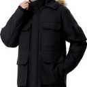 Men's Winter Down Coat Waterproof Heavyweight Hooded Parker Jacket for Men with Multi-Pockets (4X-Large, Black)