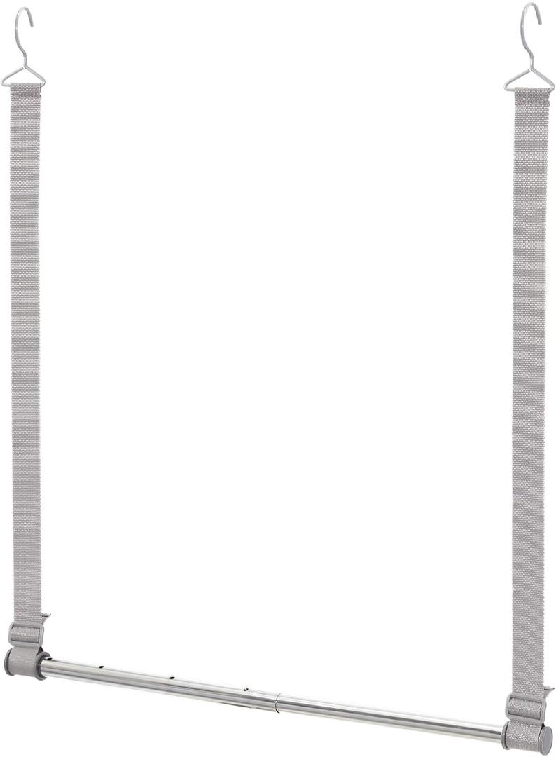 STORAGE MANIAC Hanging Closet Rod, Adjustable Width and Height Closet Hanging Organizer, Space-Saving Clothes Hanging Bar, Closet Extender Hanging Rod Double Closet Hanging Rod, 1 Pack Webbing