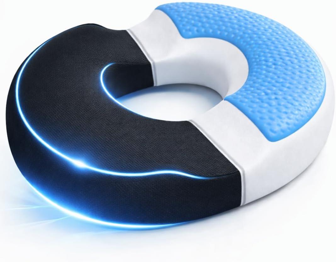 AnboCare Donut Gel Sitting Pillow - Orthopedic Memory Foam for Tailbone Pain, Hemorrhoid, Bed Sores, Postpartum, Prostate, Coccyx & Sciatica Pain