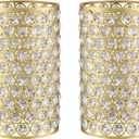 Doraimi Lighting 2 Pack Crystal Metal Pendant Ceiling Chandelier Wall Sconce Lamp Replacement Covers Shade Fixture Gold Finish,1.66" Fitter Size,6.1" high*5.3" Diameter