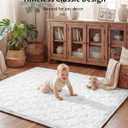 Fortella Extra Thick Baby Play Mat for 50" Playpen, 47"x47" Snug Fit Playpen Mat, Machine Washable Foam Play Mat for Floor - Portable, Non-Slip Tummy Time & Crawling Mat for Babies Toddlers (Ocean Ivory)