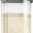 Viretec Rice Airtight Storage Container, 3 to 5Lbs Cereal Dry Food Flour Bin, Pet Dog Cat Food Dispenser with Measuring Cup, BPA Free Clear Plastic Kitchen and Pantry Organization Bin for Sugar