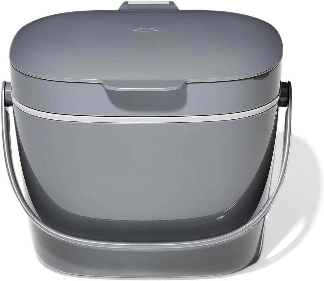 OXO Good Grips Easy-Clean Compost Bin, Charcoal , 1.75 Gal/6.62 L