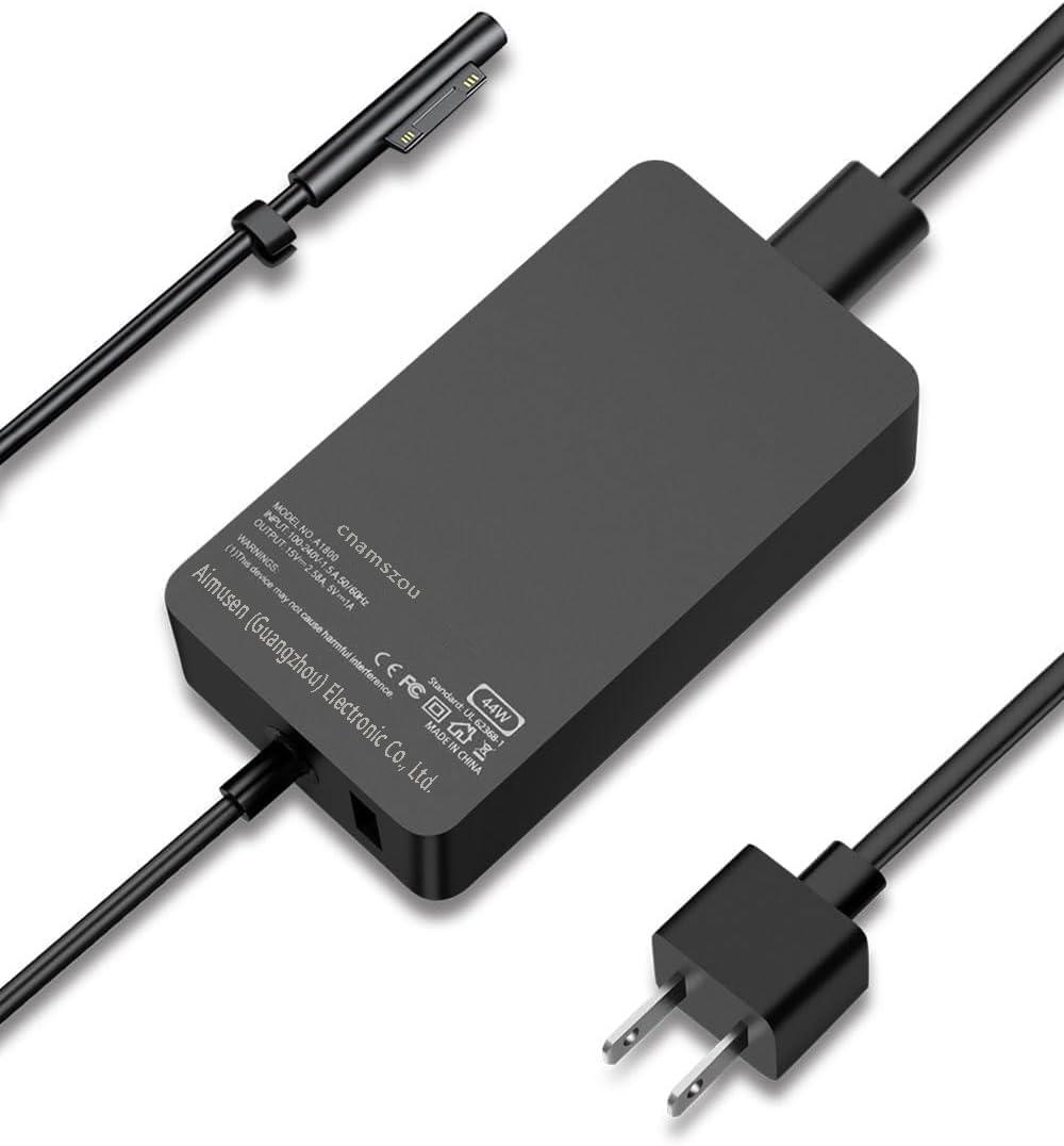 44W 15V 2.58A Surface Pro AC Laptop Charger fit for Microsoft Surface Pro 3 Pro 4 Pro 5 Pro 6, Laptop 2/1, Go 2/3 Surface Book 1/2 Model 1625 1800 Power Adapter with 5V 1A USB Charging Port