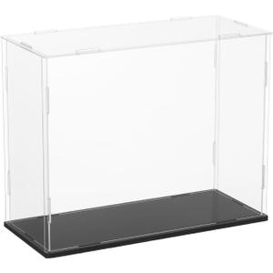 uxcell Acrylic Clear Display Case for Collectibles Self-Assemble Display Boxes, Black Base Dustproof Countertop Storage Box for Collectibles Action Figures, 9.8 x 3.9 x 7.9 Inch
