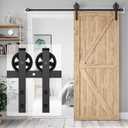 6FT Heavy Duty Barn Door Hardware Kit, Sliding Barn Door Hardware Kit for Wood Single Barn Door, Fit 1 3/8-1 3/4" Thickness & 36" Wide Door Panel, Black, Industrial Big Wheel J Hangers
