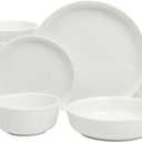 Gibson Home Oslo Porcelain Chip and Scratch Resistant Dinnerware Set, Service for 4 (16pcs), Ceramic Plates and Bowls Dishes Sets, White - Microwave and Dishwasher Safe