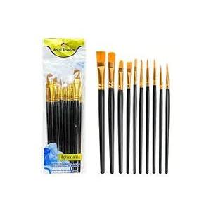 6Pcs/Pack Artist Paint Brushes Set Flat and Round Tip for Acrylic Watercolor Oil Canvas Hobby Craft Fabric