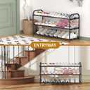 Hleelomi 3-Tier Expandable Shoe Rack,Adjustable Shoe Shelf Storage Organizer Heavy Duty Metal Free Standing Shoe Rack for Entryway, Closet,Living Room,Dorm,Black