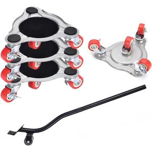 Furniture Dolly Mover with 4 Wheels, Set of 4 Heavy-Duty Dollies, Non-Slip Pads & Pry Bar, 500kg Capacity, for Moving Heavy Furnitures