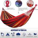 Cotton Canvas Hammock, Comfortable Fabric Camping Hammock with Tree Straps, Up to 440lbs with Travel Bag for Camping Outdoor/Indoor Patio Backyard(Rainbow, Without bar)
