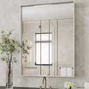Suidia Bathroom Mirror, 24" x 32" Wall Mirror Metal Framed, Bathroom Vanity Mirror for Living Room Bedroom Bathroom Entryway, Silver, Rect Corner Style