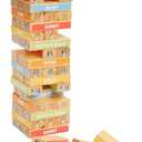 Bluey 8th Wonder Stackable Tumbling Tower Game, Robust Wooden Stacking Game with 54 Illustrated Colored Blocks, Fun Balancing Toy for Kids Ages 3+