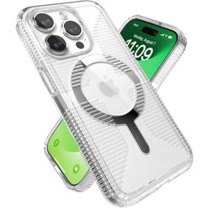 Speck Clear iPhone 15 Pro Case - Slim, Built for MagSafe, Drop Protection Grip - Scratch Resistant, Anti-Yellowing, 6.1 Inch Phone Case - GemShell Grip Clear