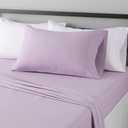 Amazon Basics Lightweight Super Soft Easy Care Wrinkle Free Microfiber 3 Piece Bed Sheet Set with 14-Inch Deep Pockets, Twin, Frosted Lavender, Solid, Kids, Men & Women Bedding, Frosted Lavender 