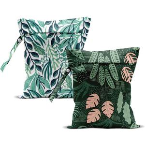 2Pcs Tropical Wet Bag Plant Waterproof Reusable Wet Dry Bags, 12x10 Inch