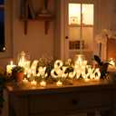 Canlierr Rustic Mr and Mrs Sign for Wedding Table, 31in Light up Large White Mr and Mrs Sign Wooden Letters, Miss Decoration for Anniversary Wedding & Engagement, Gifts for Anniversary Engagement