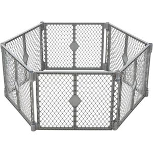 MyPet Petyard: 5.5 Ft. Wide Customizable Folding Dog Playpen Indoor/Outdoor. Made in USA. 6-Panel Puppy Playpen. Freestanding Play Pen Dog Gate 26" Tall, Fieldstone