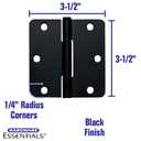 Hardware Essentials by Hillman Squeak-Proof 3-1/2in 1/4in Radius Matte Black Door Hinge (3 Count)