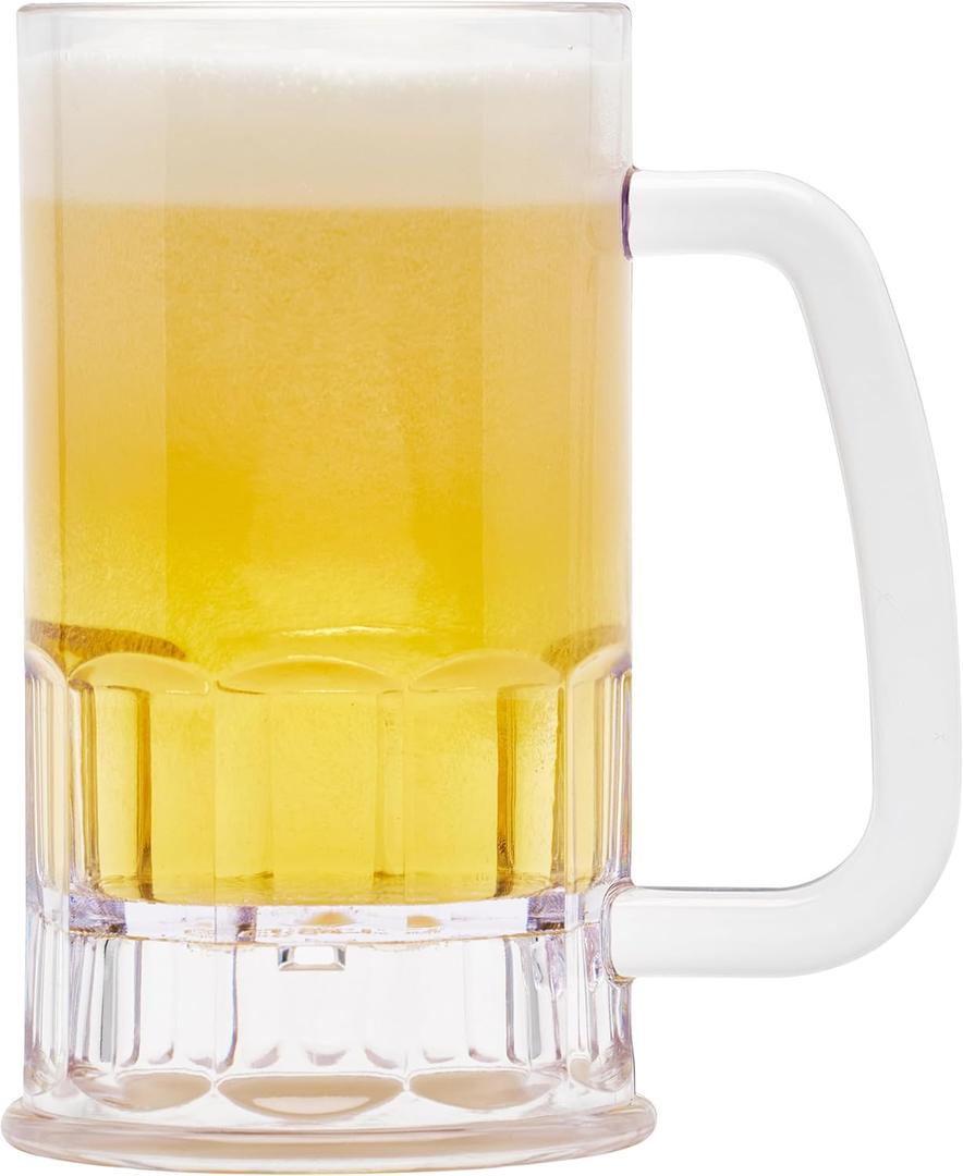 G.E.T. Shatter-Resistant Plastic Beer Mug / Stein, 12 Ounce, BPA Free , 00084-1-SAN-CL (Set of 12)