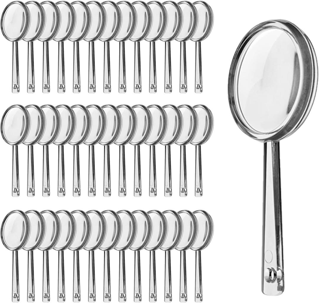OBTANIM 40 Pack Mini Handheld Magnifying Glasses Plastic Portable Hand Lens 5X Reading Magnifier for Senior and Kids Home Outdoor Use