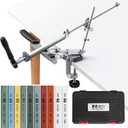 RUIXIN PRO RX-009 Professional Knife Sharpener with 10 Whetstones, 360 Rotation Flip Design Fixed-Angle Aluminum Alloy Kitchen Chef Knife Sharpening Kit Abrasive Holding System Tools (Silver)