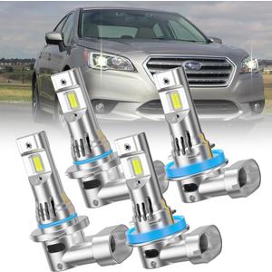 LED Headlight Bulbs for Subaru CrossTrek Legacy 2016-2022, 9005 High Beam and H11 Low Beam, 6000K White, 400% Brighter with Cooling Fan, 4-Pack