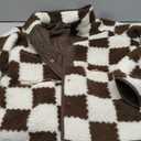 SHEWIN Jackets For Women Causal Sherpa Fall Jacket Loose Button Down Plaid Winter Coats M