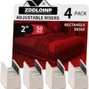 Bed Risers with Adjustable Screw Clamp, Fits Thickness of Furniture Frame from 0 to 1.5 Inch, Elevation in Heights 2" Heavy Duty Risers for Table Cabinet Dresser Support up to 5000lbs (4Pack, Beige)