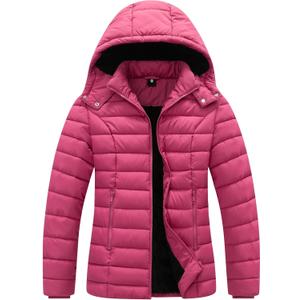 Women's Quilted Down Coat Waterproof Warm Thicken Flannel Lined with Detachable Hood Windproof Winter Puffer Jacket (XX-Large)