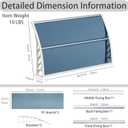 58.5x35 Inch Patio Window Awning Shade, Polycarbonate Door Entrance Canopy Cover Protection for Sunshine & Rain, Gray with White Edge